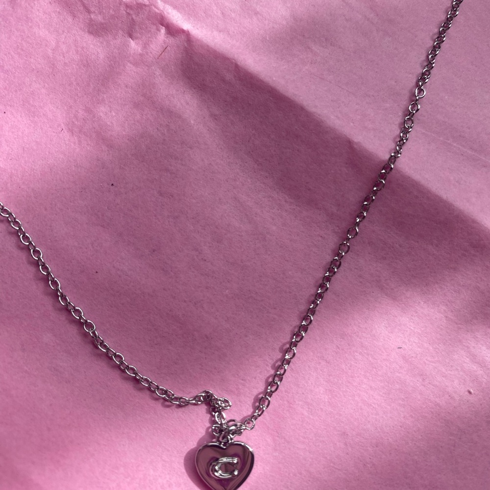 Coach Silver Heart Charm Necklace - Picture 4 of 6